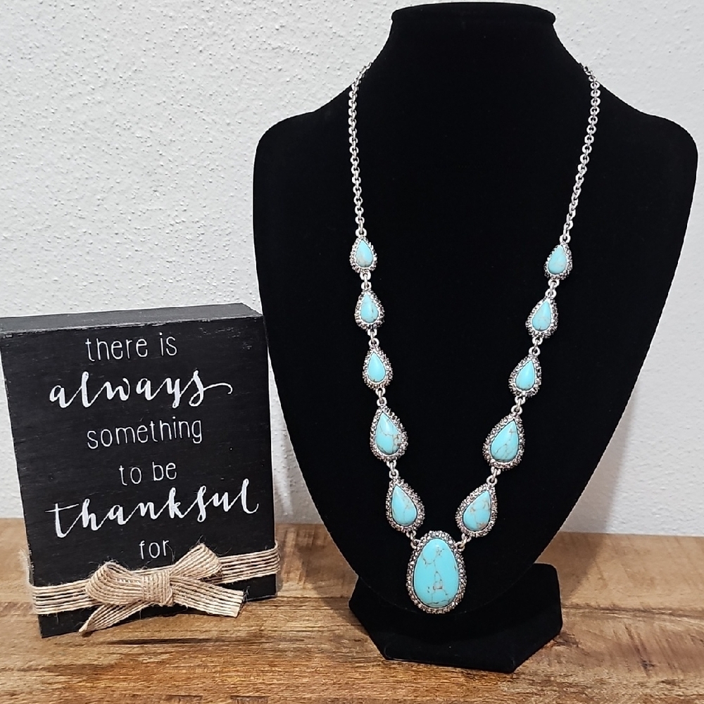 Lucky Brand Blue and Silver Bohemian Necklace